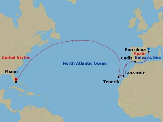 Transatlantic Crossing route map