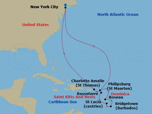 Caribbean route map