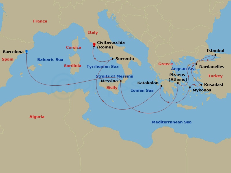Eastern Mediterranean route map