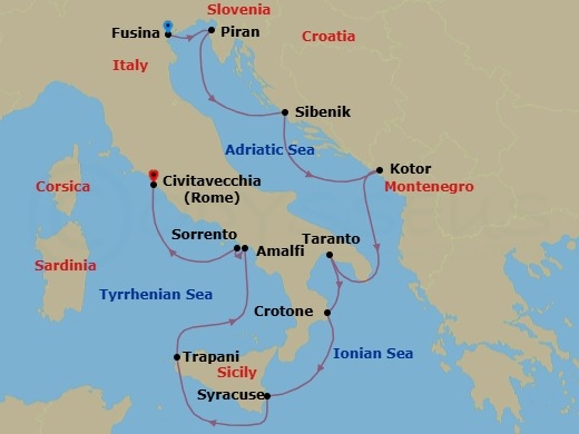 Route map: Italy Intensive