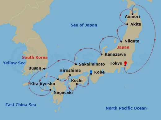 Route map: Japan Intensive