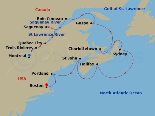 Route map: Canada & New England Intensive