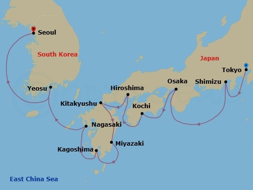 Route map: Japan Intensive