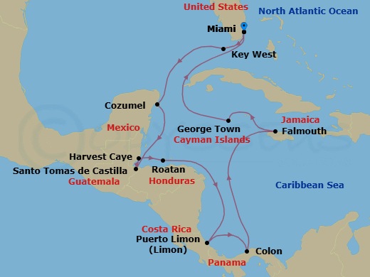 Route map: A Festive Passage &mdash; Roundtrip Miami