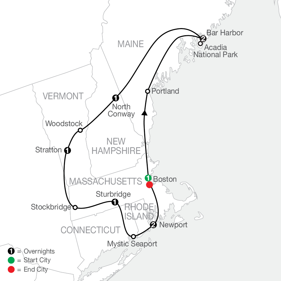 Classic Fall Foliage tour map