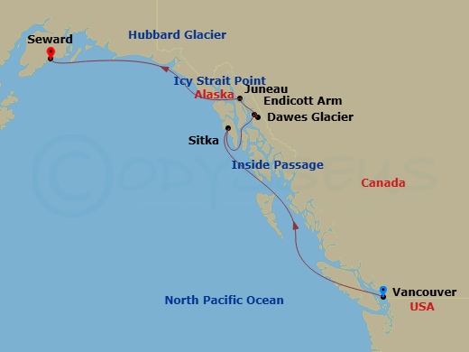 Alaska Northbound Glacier route map