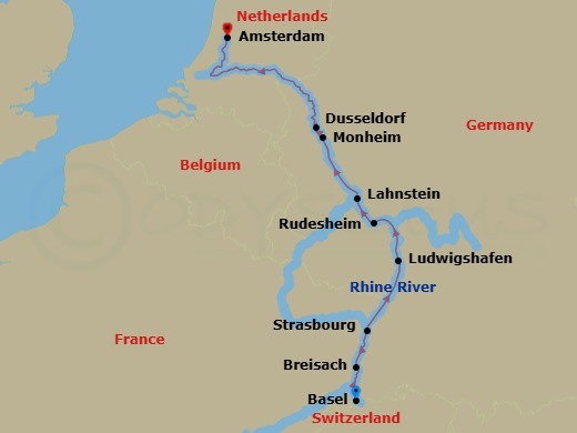 Enchanting Rhine route map