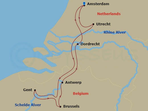 Best of Holland & Belgium route map