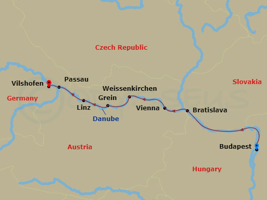 Melodies of the Danube route map