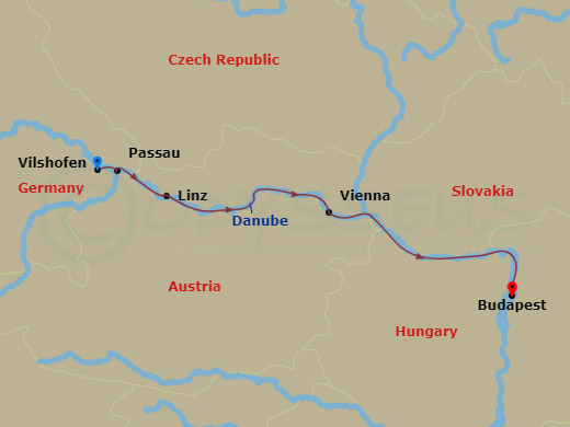 Romantic Danube route map