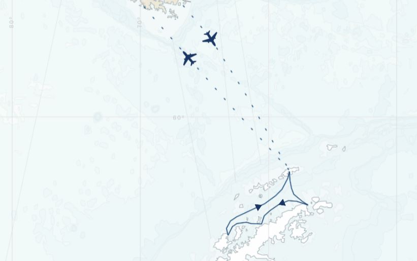 Route map &mdash; Antarctica Direct: Fly the Drake Passage