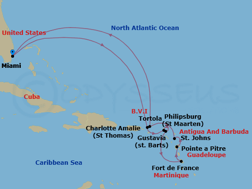 Antillean Island Sojourn route map