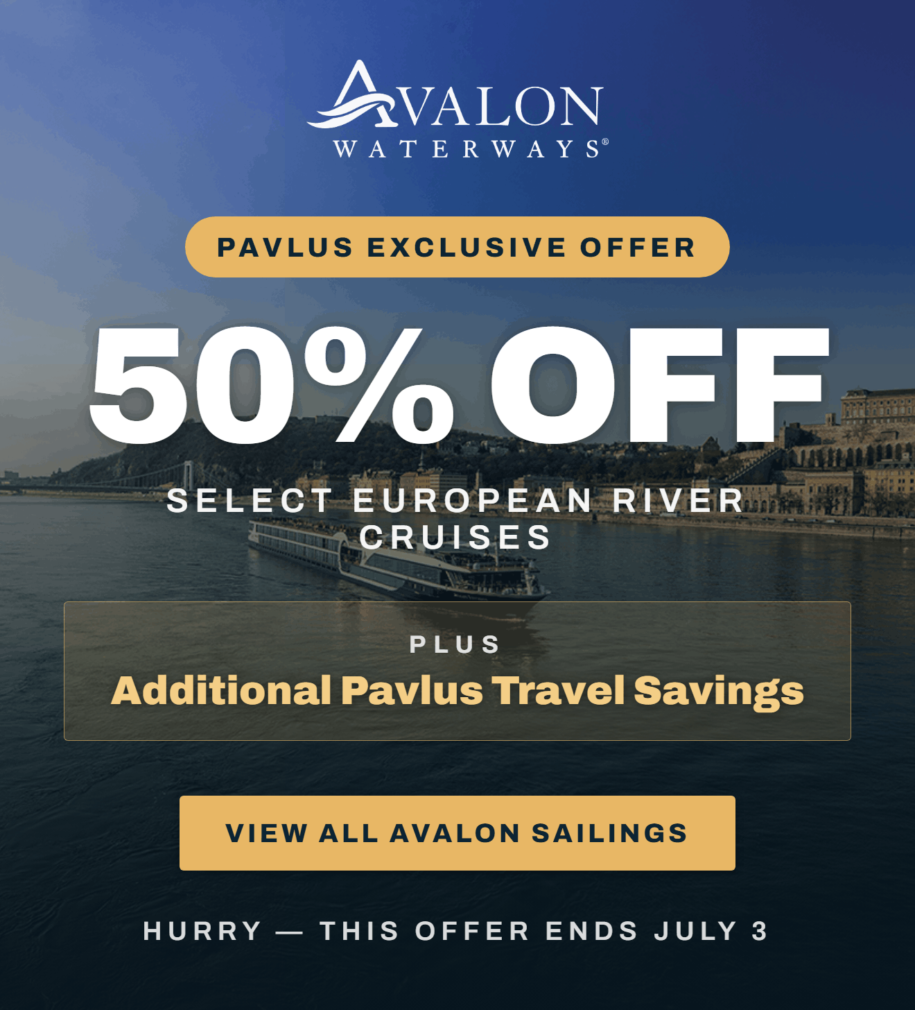Pavlus Exclusive Offer: Up to 50% off select Avalon Waterways European river cruises, plus additional Pavlus Travel savings. Offer ends July 3.