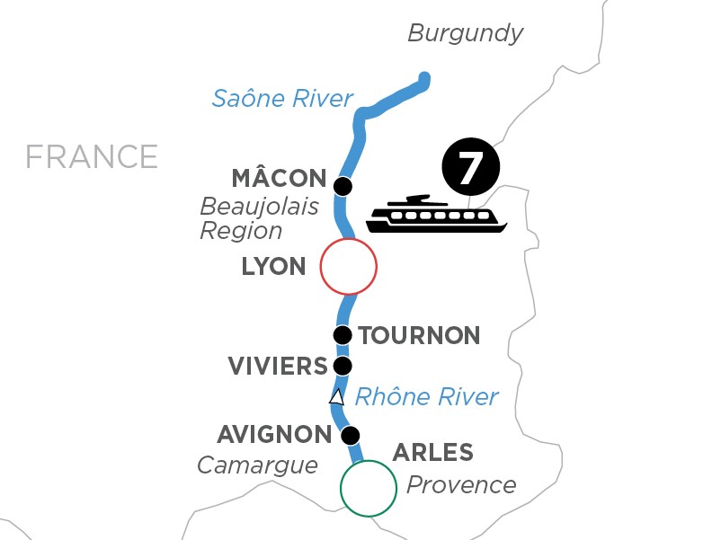 Burgundy and Provence itinerary map