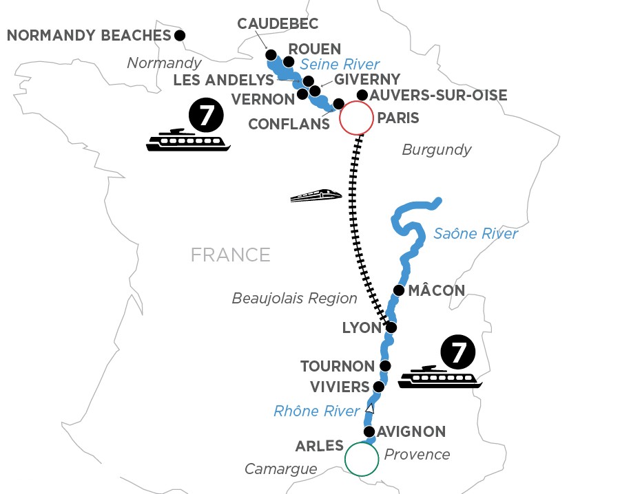 Grand France itinerary map