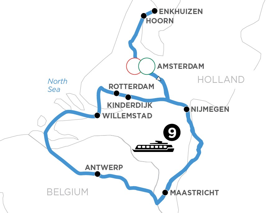 The Netherlands in Bloom itinerary map