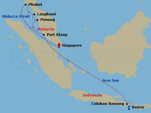 Bali, Malaysia & Thailand route map