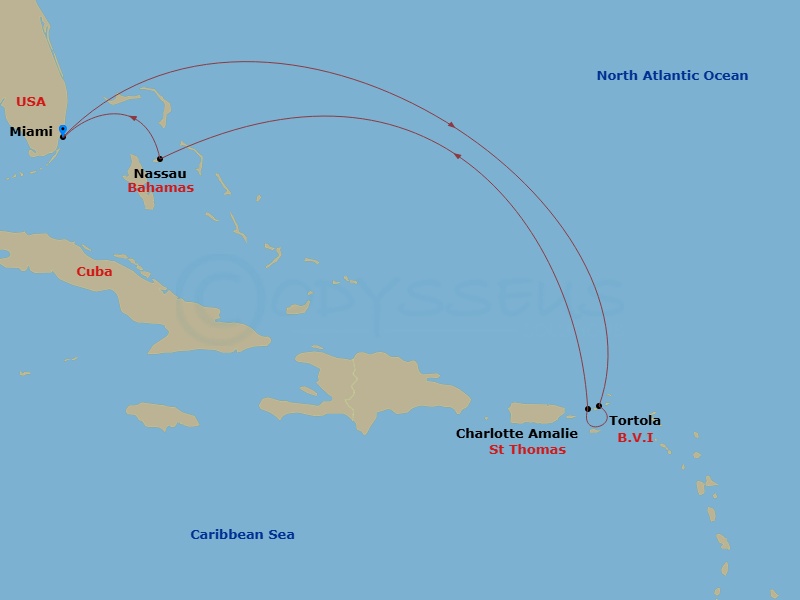 Balmy Island Holiday route map