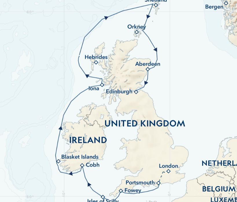 Route map &mdash; British and Irish Isles