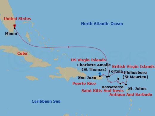 Caribbean Essence route map