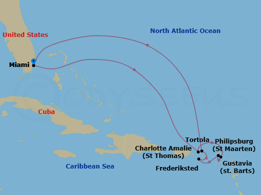 Caribbean Island Bliss route map