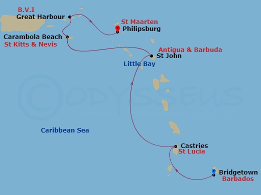 Classic Caribbean Yacht Harbors — Route Map