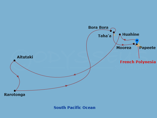 Cook Islands & Society Islands route map
