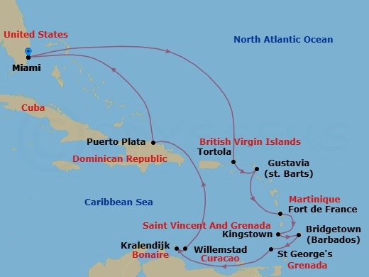 Route map: Cultural Currents &mdash; Roundtrip Miami