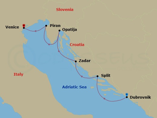 Hidden Gems of the Croatian Riviera route map