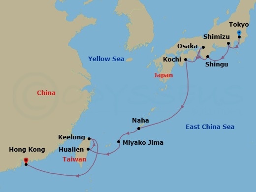 Exploring Osaka, Okinawa & Taiwan — Route Map