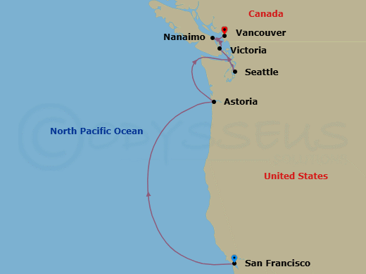 Route map: Flowers, Harmony & Haight &mdash; San Francisco to Vancouver
