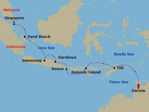 Immersive Indonesia: Singapore to Australia route map