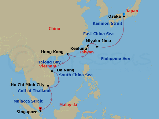Japan, Hong Kong, Vietnam & Taiwan — Route Map