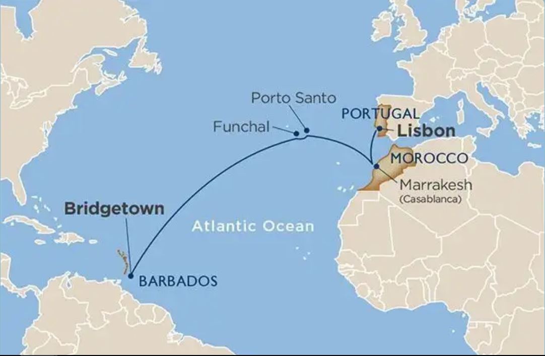Transatlantic Crossing route map