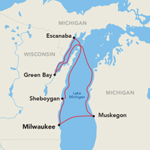 Route map &mdash; Lake Michigan & Upper Peninsula