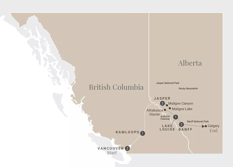 Majesty of the Rockies route map