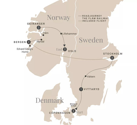Timeless Scandinavia route map