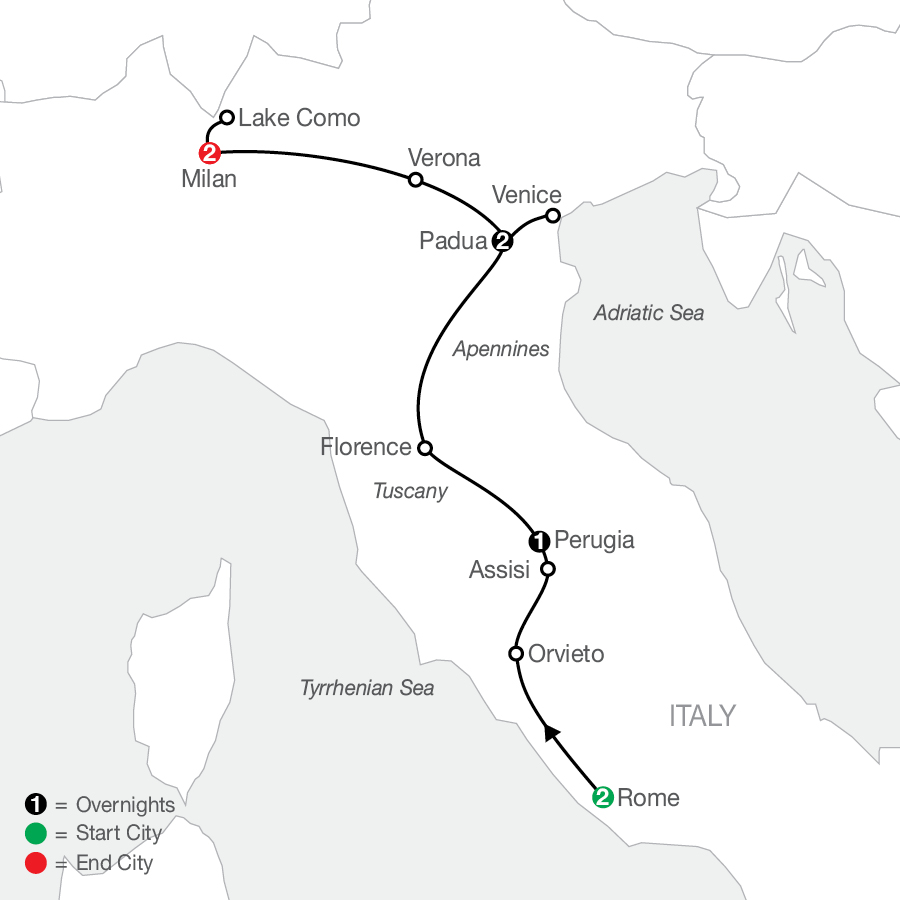 Italian Vista tour map