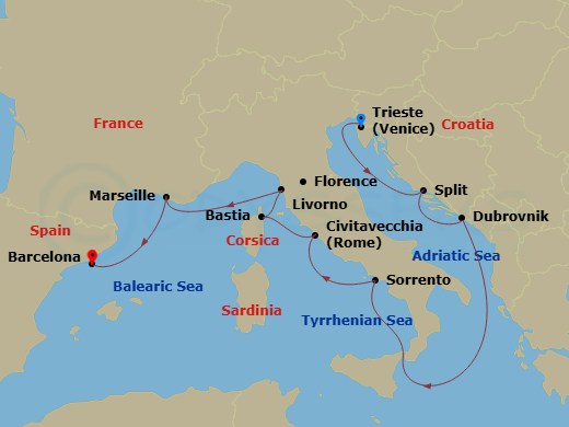 Mediterranean Glory route map