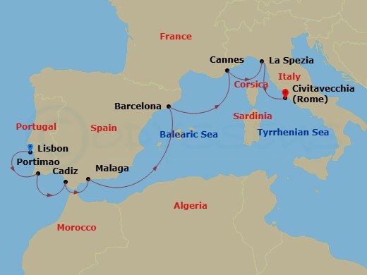 Mediterranean Sunrise route map