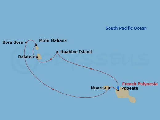 More Society Islands & Tahiti route map