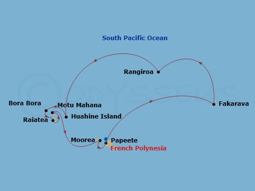 More Tuamotus & Society Islands route map