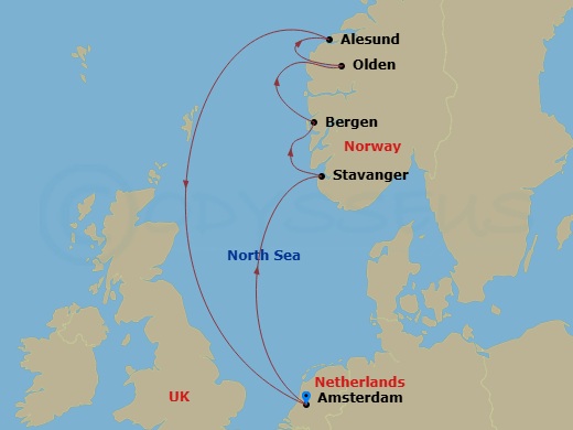 Norwegian Fjords route map