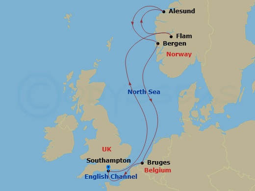 Norwegian Fjords route map