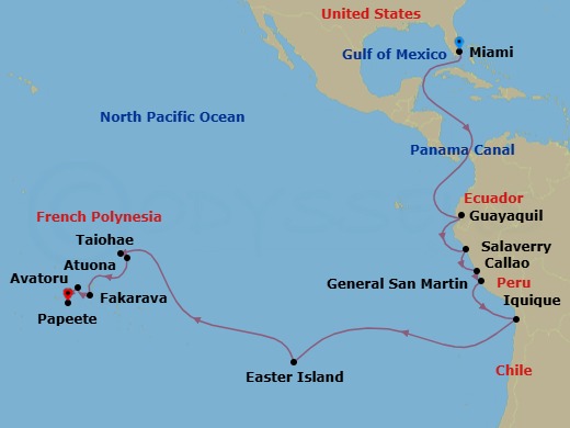 Panama Canal Crossing & Polynesia — Route Map