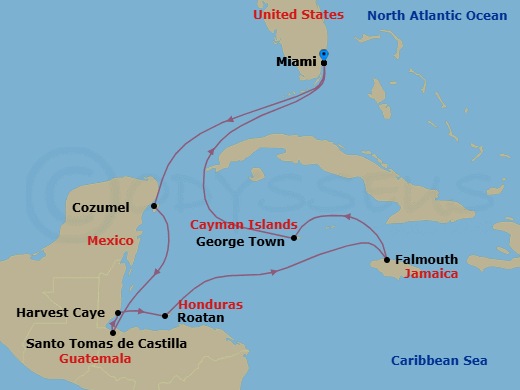 Route map: Reggae Rhythms &mdash; Roundtrip Miami