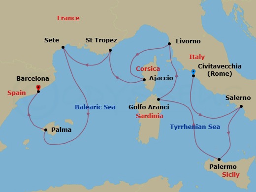 Renaissance & Rivieras route map