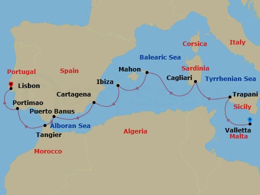 Hidden Wonders of the Mediterranean route map