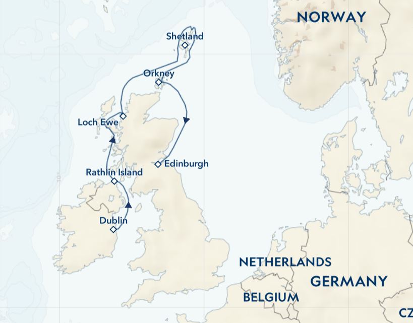Route map &mdash; Scotland's Wild Isles: Shetlands, Orkneys & Inner Hebrides