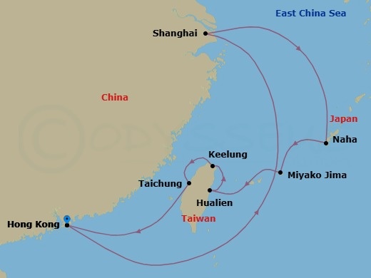 Shanghai Nights, Taiwan Lanterns & Okinawa &mdash; Route Map